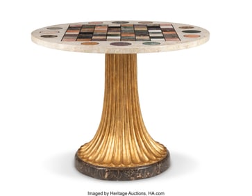 61293&colon; An Italian Partial Gilt Chess Table with Specime