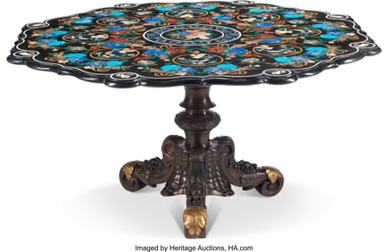 61066&colon; An Italian Semiprecious Pietra Dura Tabletop on 