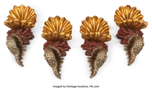 61294&colon; A Set of Four Italian Grotto-Style Polychrome Wo