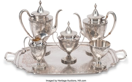 61139&colon; A Five-Piece Shreve & Co&period; Silver Tea Set with a