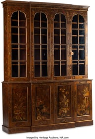 61140&colon; A Georgian Chinoiserie Breakfront Secretary&comma; ear