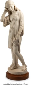 61234&colon; An Italian Carrara Marble Figure on Wood Base&comma; 1
