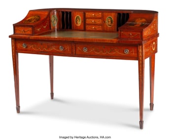61143&colon; An Edwardian Painted Satinwood Carlton Desk&comma; 19t