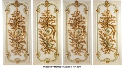 61071&colon; A Set of Four Louis XV-Style Carved Polychrome a