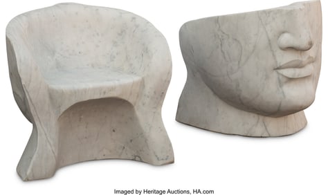 61299&colon; A Pair of Italian Art Moderne-Style Marble Face