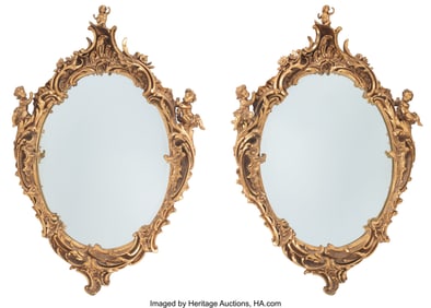 61148&colon; A Pair of Louis XV-Style Gilt Mirrors 56 x 40 in