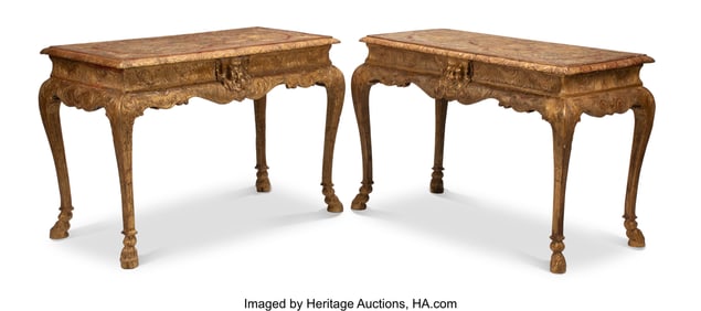 61078&colon; A Pair of George II Carved Gilt Wood Console T