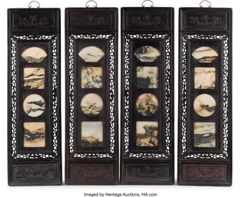 61308&colon; A Set of Four Chinese Framed Marble Plaques 50-1
