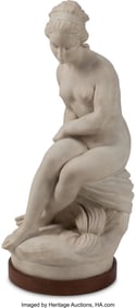 61310&colon; An Italian Carrara Marble Figure of A Seated Wom