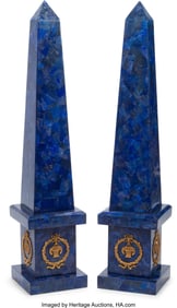 61155&colon; A Pair of Monumental Gilt Bronze-Mounted Lapis L