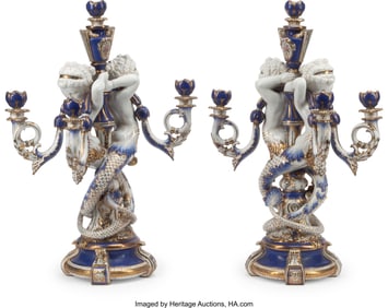 61156&colon; A Pair of Sèvres-Style Porcelain Five-Light Fig