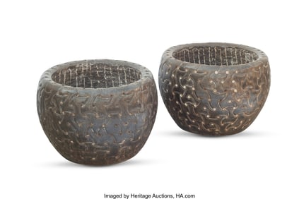 61159&colon; A Pair of Celtic-Style Carved Stone Planters 17 