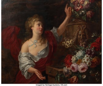 61316&colon; French School &lpar;18th Century&rpar; Girl With Flowers O