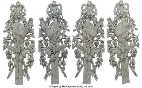 61318&colon; A Set of Four Louis XVI-Style Painted Carved Woo