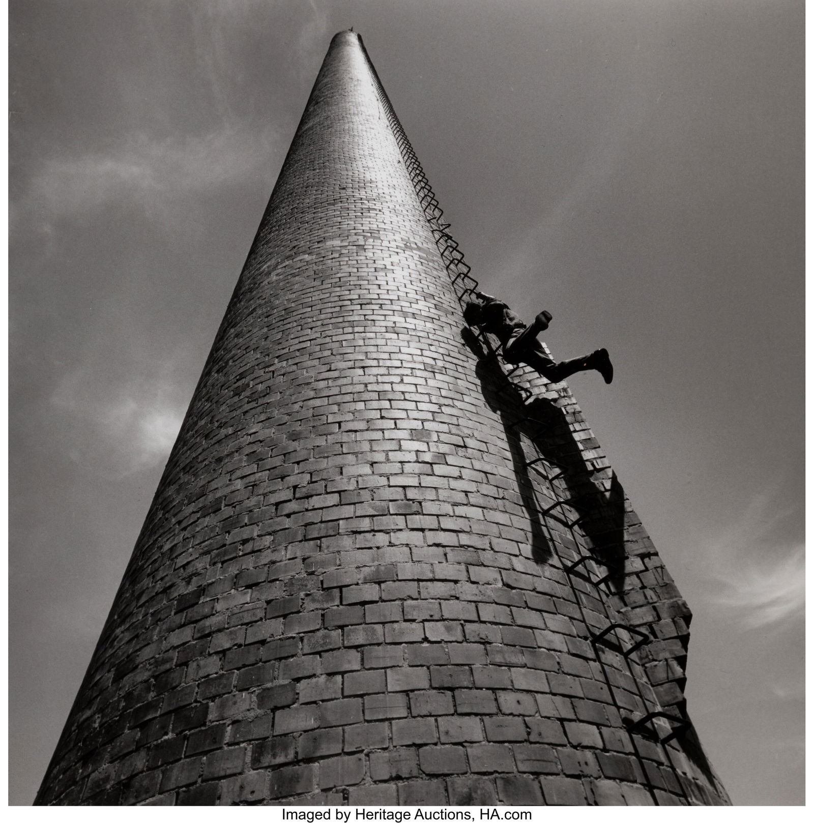 Arthur Tress (American, b. 1940) Climbing a Smok: Arthur Tress (American, b. 1940) Climbing a Smokestack, 1974 Gelatin silver print 10 x 10 inches (25.4 x 25.4 cm) (image) 14 x 11 inches