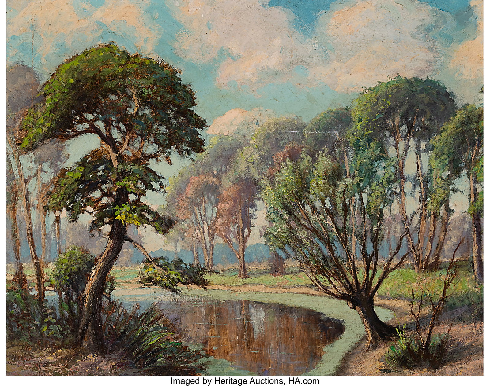 American Artist (20th Century) Hidden Pond Oil o: American Artist (20th Century) Hidden Pond Oil on Masonite 20 x 25-3/4 inches (50.8 x 65.4 cm) Signed lower right: Otto HID03101062020 © 2024 Heritage 