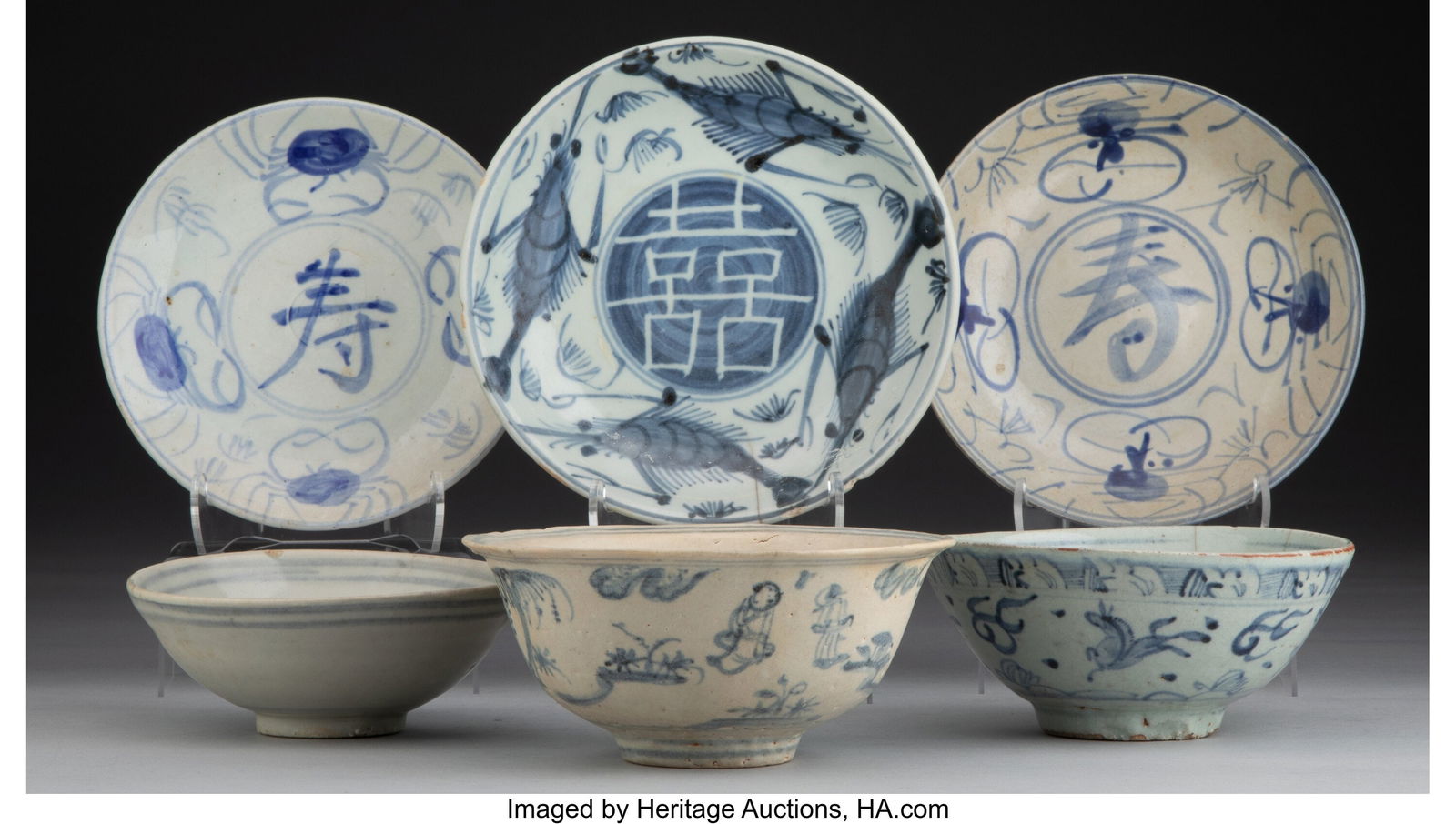 A Collection of Six Chinese Blue and White Table (1 of 4)