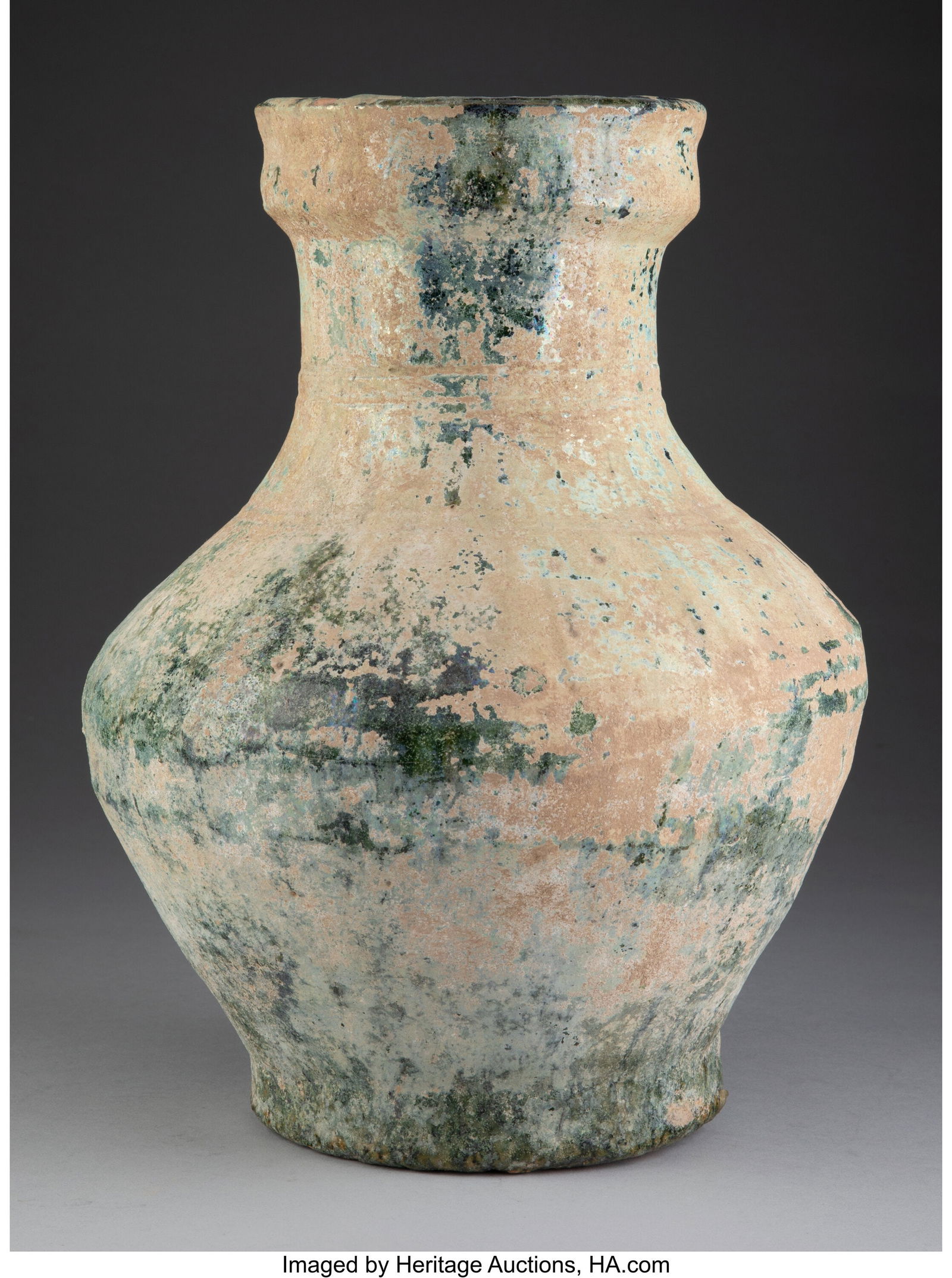 A Chinese Green-Glazed Pottery Hu-Form Vase, Han (1 of 2)