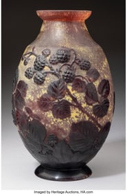27046&colon; Gallé  Blackberries Vase&comma; circa 1920 France Mol