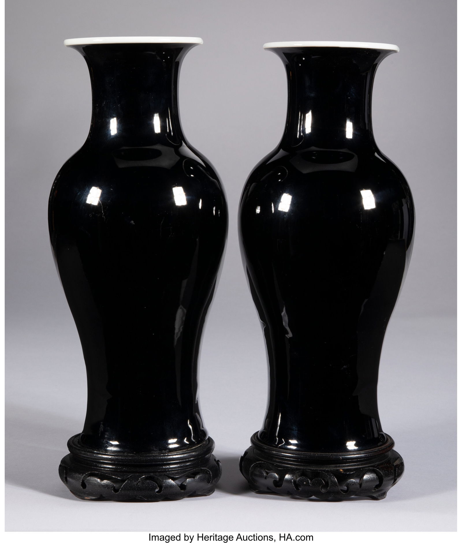 A Pair of Chinese Mirror Black Glazed Guanyin Va (1 of 3)