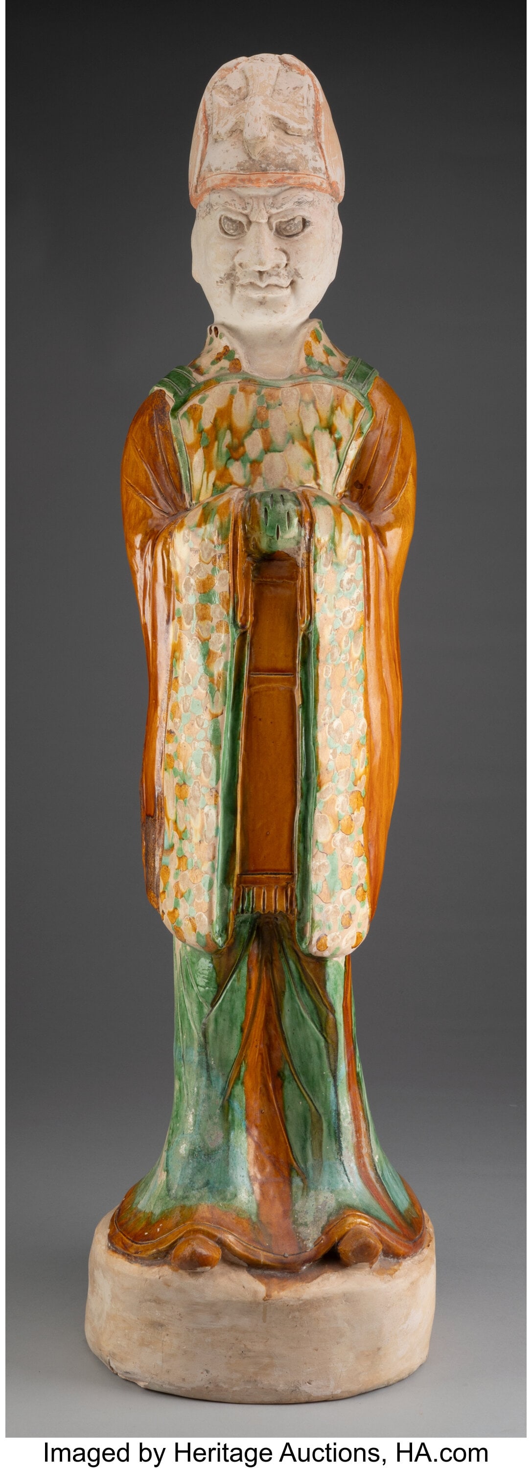 A Tall Chinese Sancai-Glazed Pottery Figure 40-1 (1 of 3)