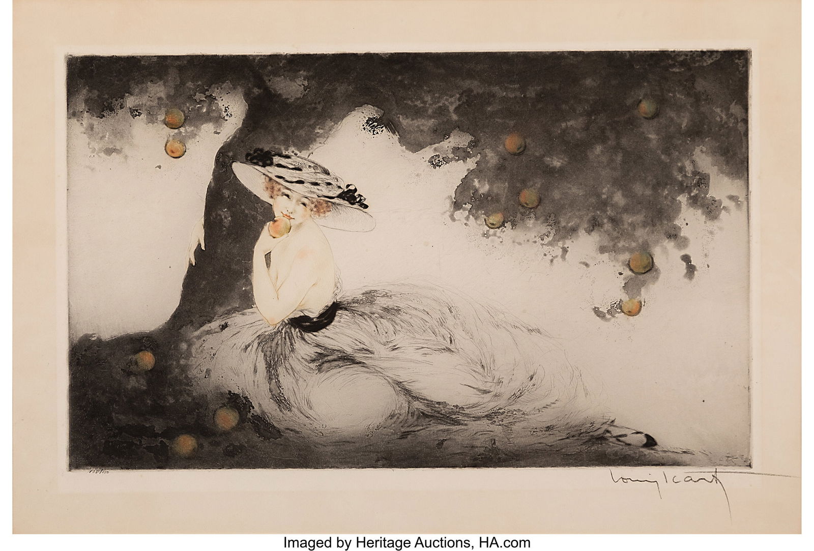 Louis Icart (French, 1888-1950) Under the Apple (1 of 2)