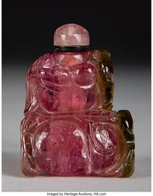 78001&colon; A Chinese Carved Tourmaline Snuff Bottle&comma; late 1