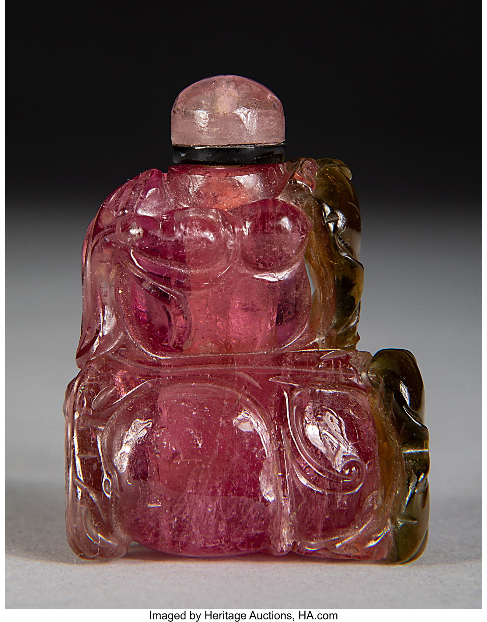 78001&colon; A Chinese Carved Tourmaline Snuff Bottle&comma; late 1