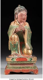 78138&colon; A Korean Carved Wood Buddhist&comma; 19th century 9-1&sol;