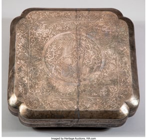 78093&colon; A Chinese Silver Foliated Box&comma; 18th century or e