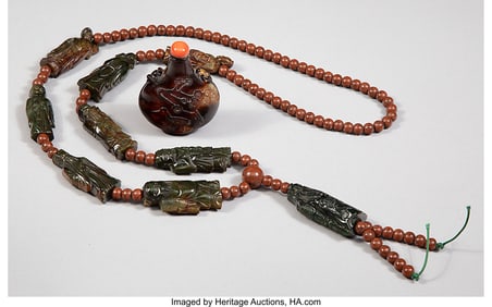 78005&colon; A Chinese Jadeite and Hardstone Necklace and An 