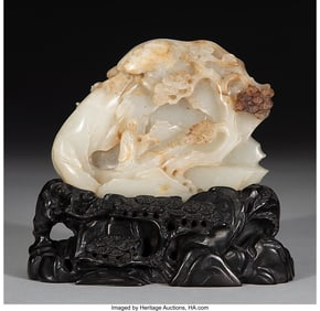 78009&colon; A Chinese Russet White Jade Boulder with Scholar