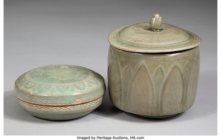 78142&colon; Two Korean Celadon-Glazed Table Articles 4 x 3-1