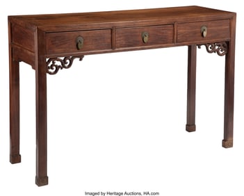 78106&colon; A Chinese Huanghuali Three-drawer Side Table&comma; 19