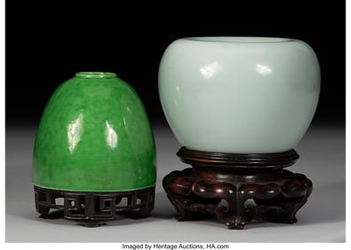 78055&colon; Two Chinese Monochrome Glazed Water Coupes&comma; Qing