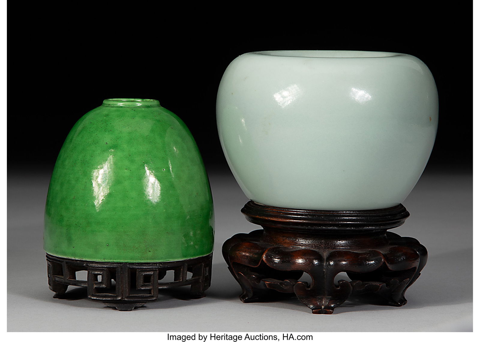 Two Chinese Monochrome Glazed Water Coupes, Qing (1 of 3)