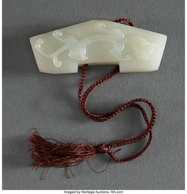 78016&colon; A Chinese White Jade Sword Slide&comma; Ming dynasty 0