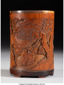 78108&colon; A Chinese Bamboo Carved Brush Pot&comma; 18th century 