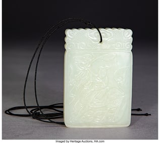 78029&colon; A Chinese White Jade Pendant Plaque&comma; 20th centur