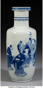 78074&colon; A Chinese Blue and White Rouleau Vase&comma; Republic 