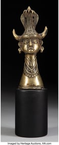 78122&colon; An Indian Dhokra Bust on Stand 11-1&sol;2 x 3 x 3 in