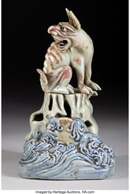 78077&colon; A Chinese Porcelain White and Red Sea Creature S