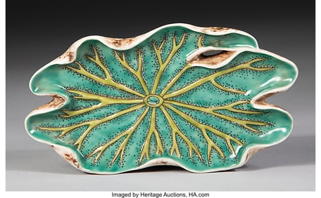 78078&colon; A Chinese Famille Verte 'Lotus Leaf' Ink Palette