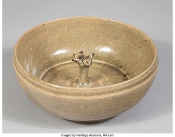 78037&colon; A Chinese Yueyao Celadon Glazed Bowl Molded with