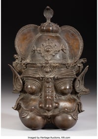 78126&colon; An Indian Bronze Mask of a Figure&comma; 17th&sol;18th cen