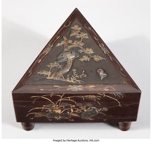 78134&colon; A Japanese Partial Gilt Mixed-Metal Covered Box&comma;
