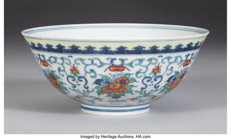 78198&colon; A Chinese Doucai Enamel Bowl Marks&colon; Six-characte