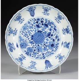 78202&colon; A Chinese Blue and White Dish Marks&colon; six-charact