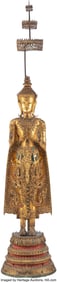 78250&colon; A Thai Gilt Bronze Standing Buddha&comma; late 18th to