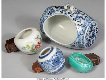 78207&colon; A Group of Four Chinese Porcelain Bird Feeders&comma; 